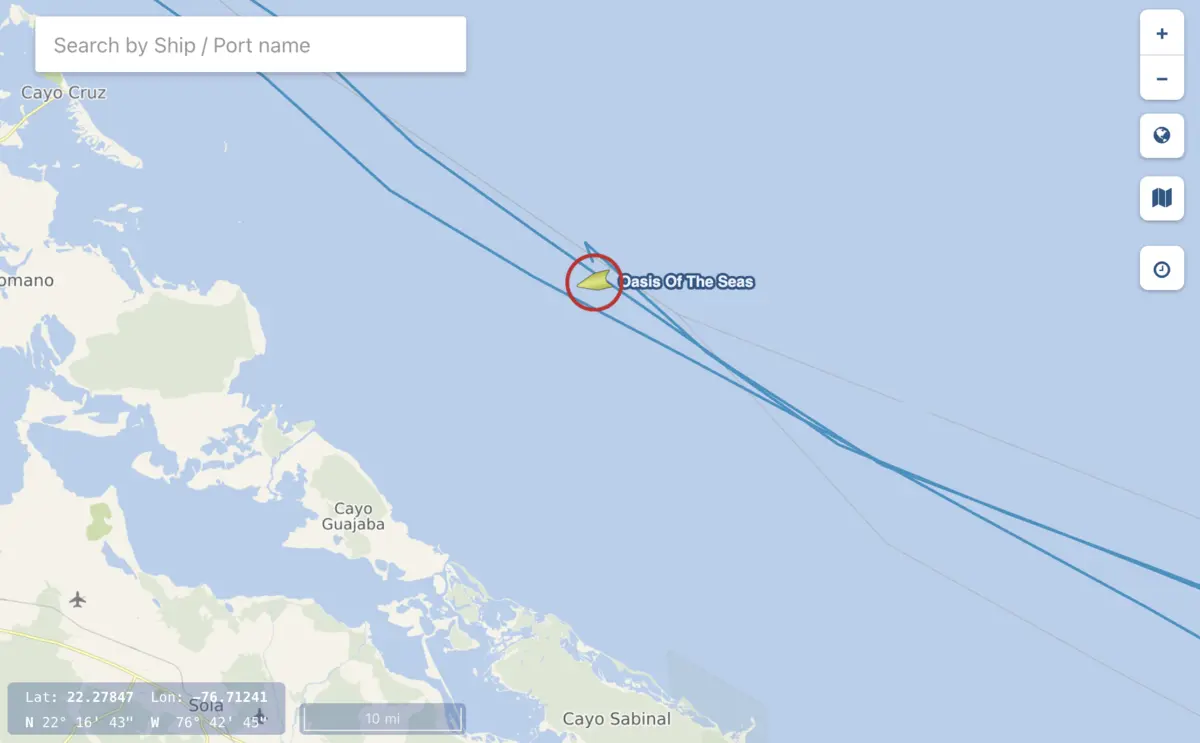 Possible MOB, Oasis of the Seas, Cruise Mapper Location Possible MOB, Oasis of the Seas, Cruise Mapper Location