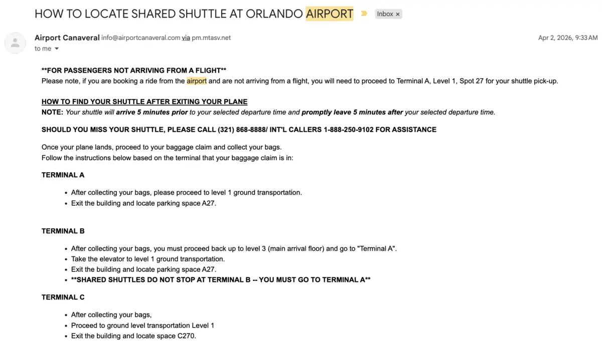 Airport Canaveral Shuttle Instructions Airport Canaveral Shuttle Instructions