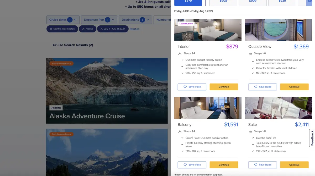 Alaska cruise cabin cost comparison Alaska cruise cabin cost comparison