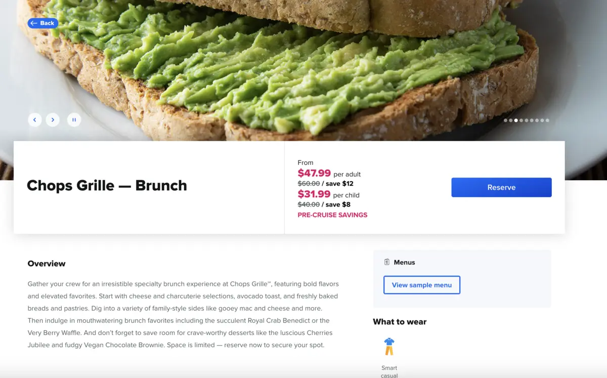 Chops Brunch, Cruise Planner Chops Brunch, Cruise Planner