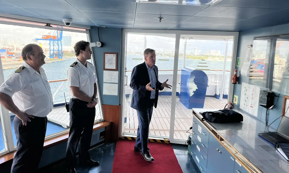 Craig Setzer on a ship bridge