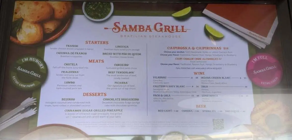 New Samba Grill Menu New Samba Grill Menu