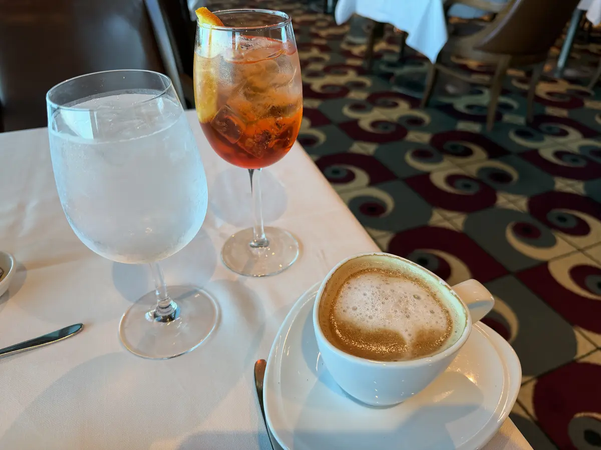 Aperol spritz and coffee