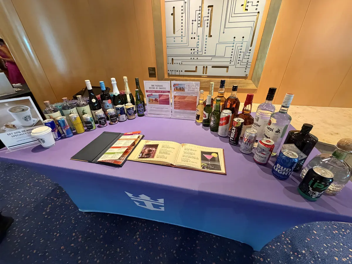 Table selling a drink package