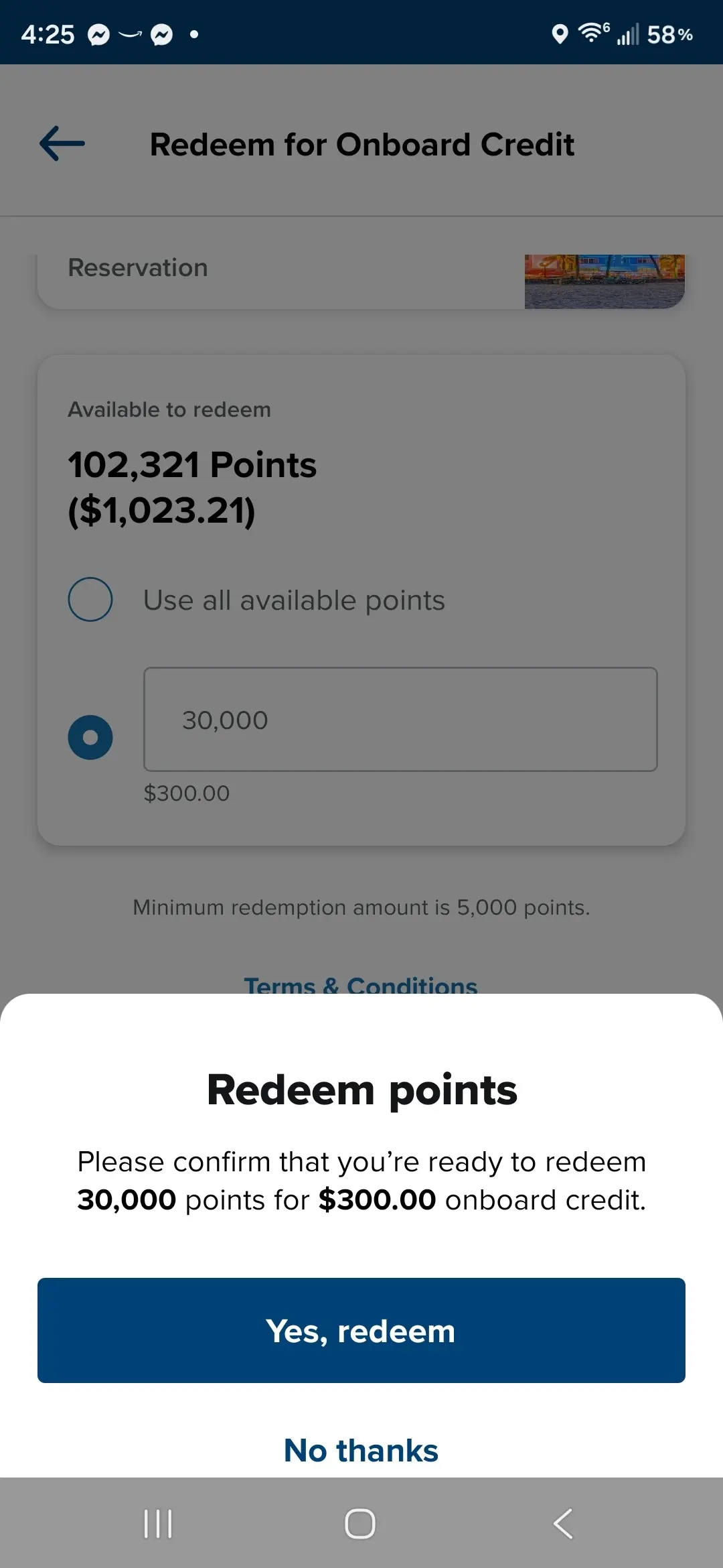 Redeeming credit card points