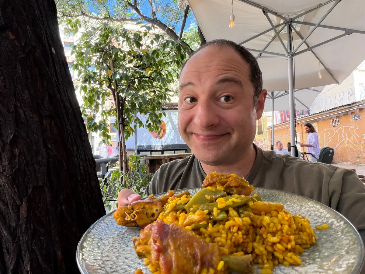 Matt eating Paella