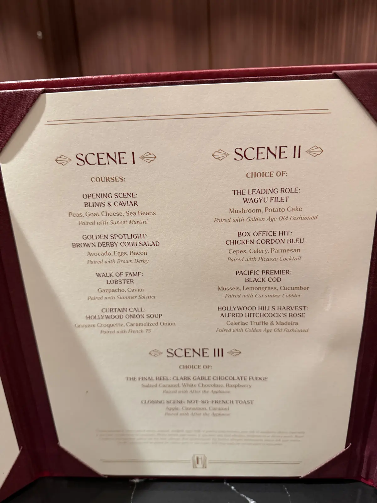 Hollywoodland Supper Club menu