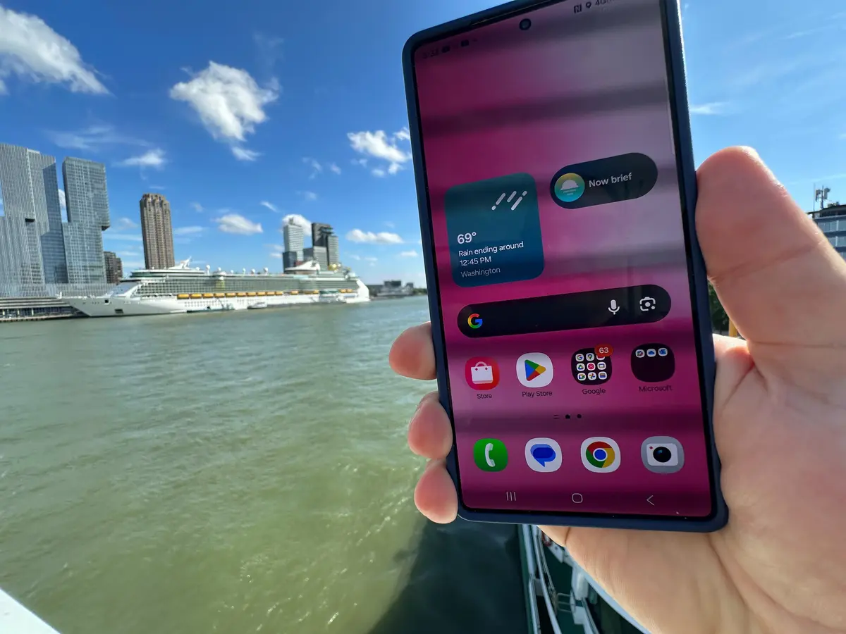 Phone with cruise ship