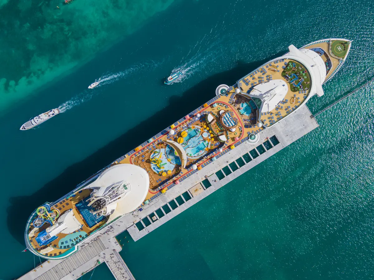 Cruise ship drone view