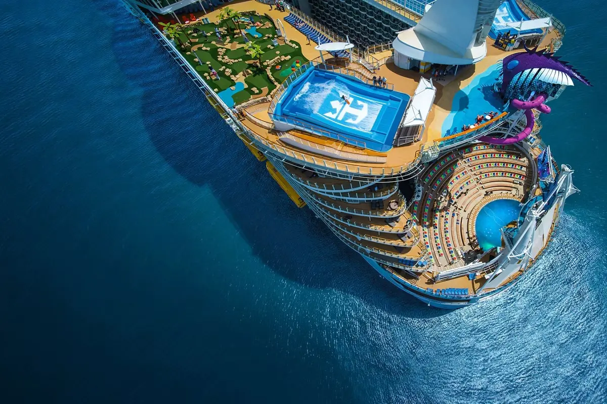 Harmony of the Seas aerial top view