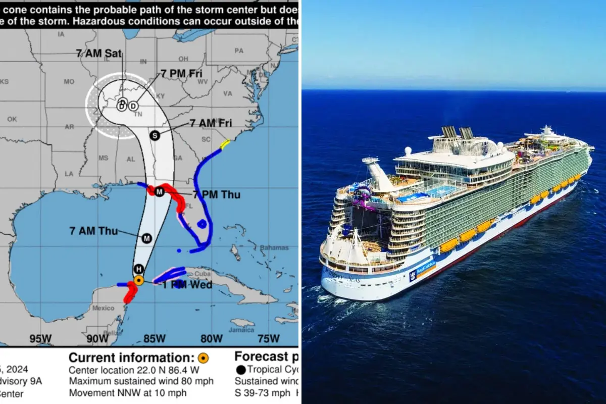 Hurricane Helene path and cruise ship