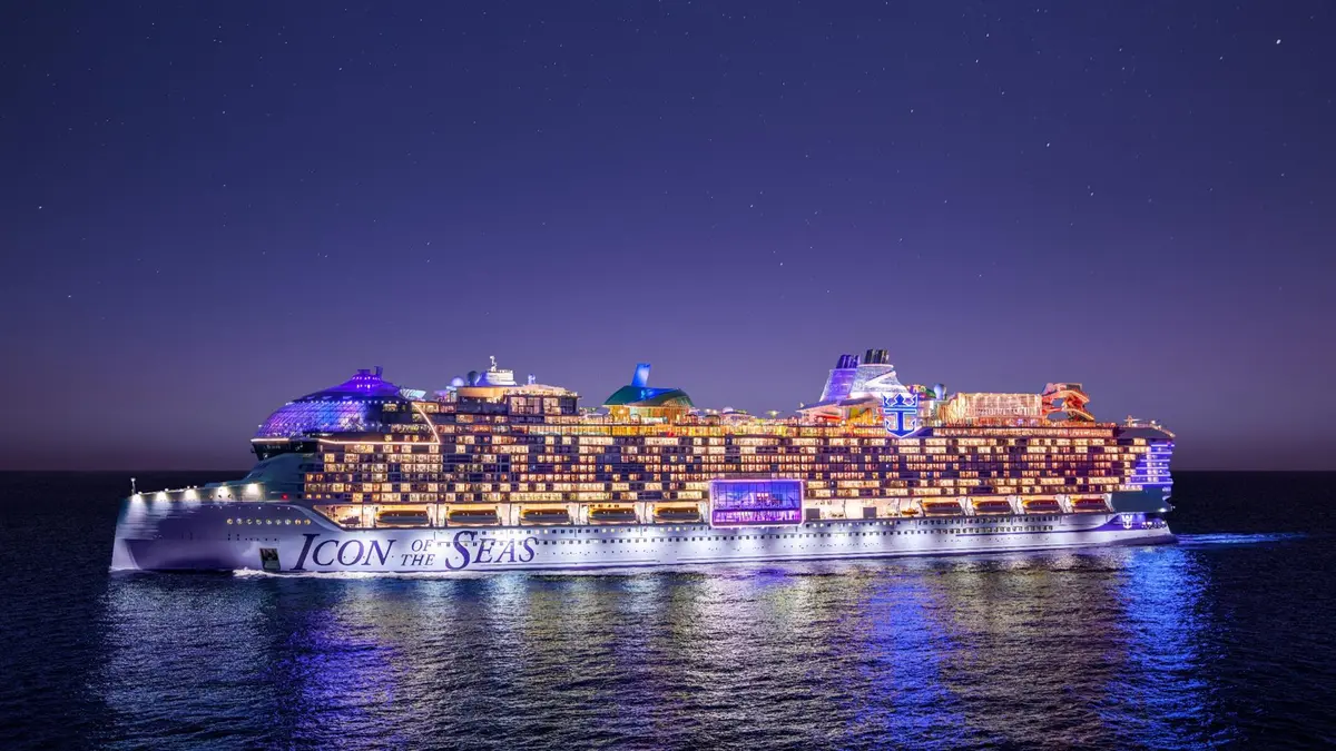 Icon of the Seas at night