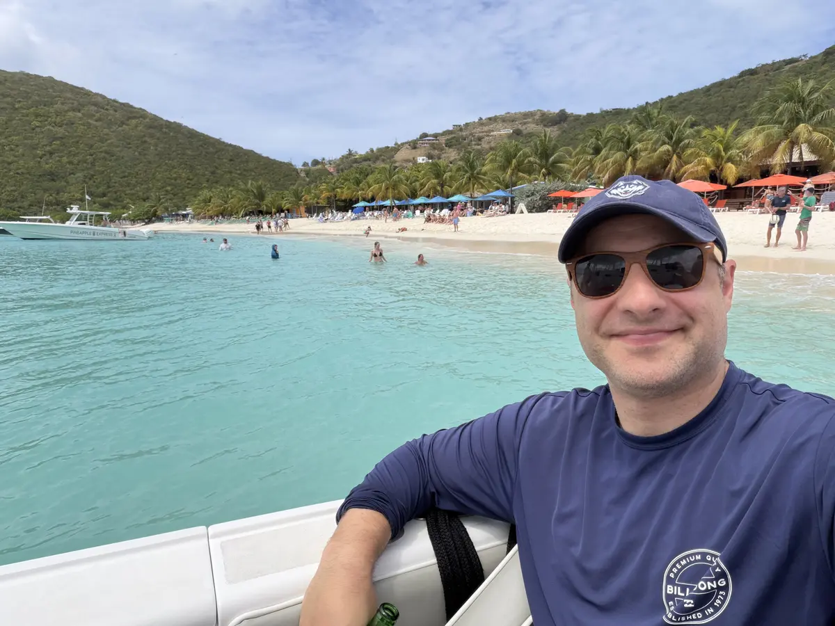 Matt at a beach near Tortola