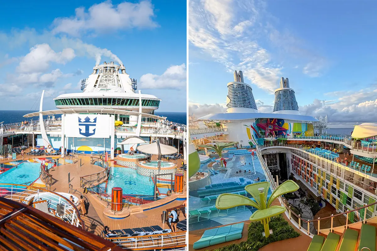 Old cruise ship pool, left. New pool deck, right