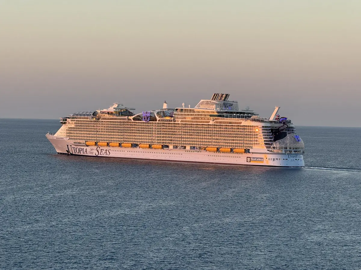 Utopia of the Seas sailing away