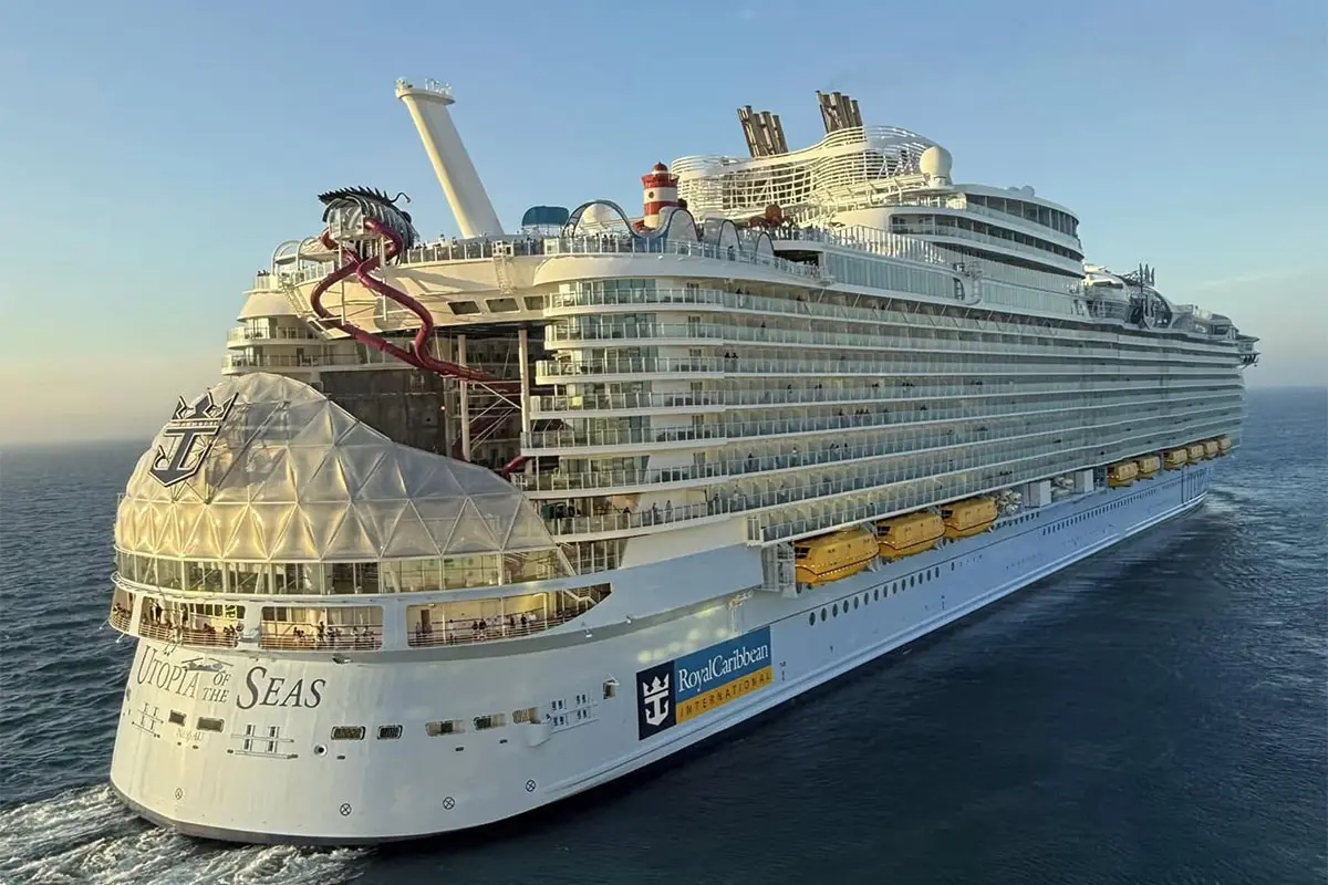 Utopia of the Seas sailing away