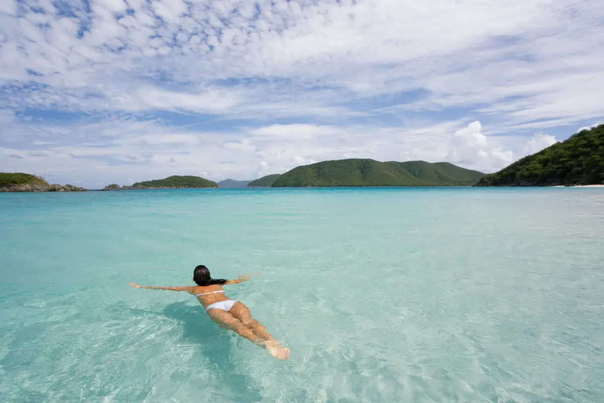 Woman swimming in St. john