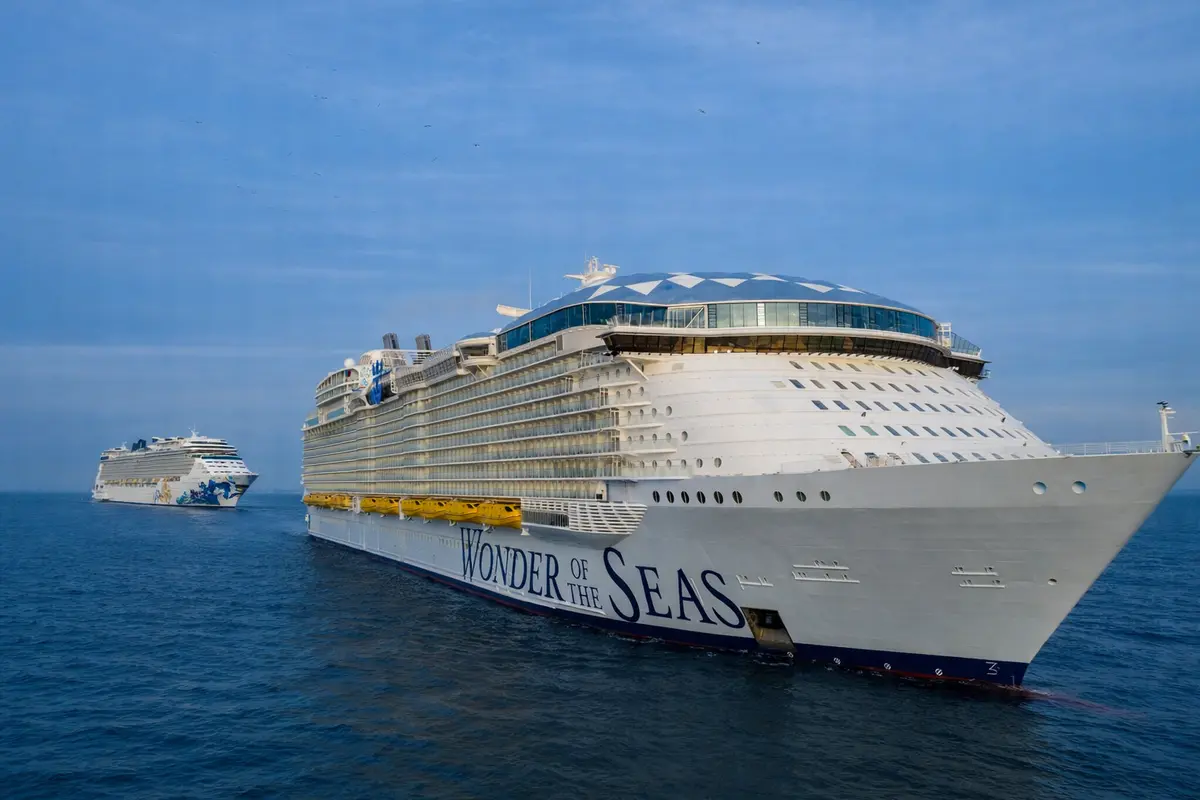 NCL ship following Royal Caribbean