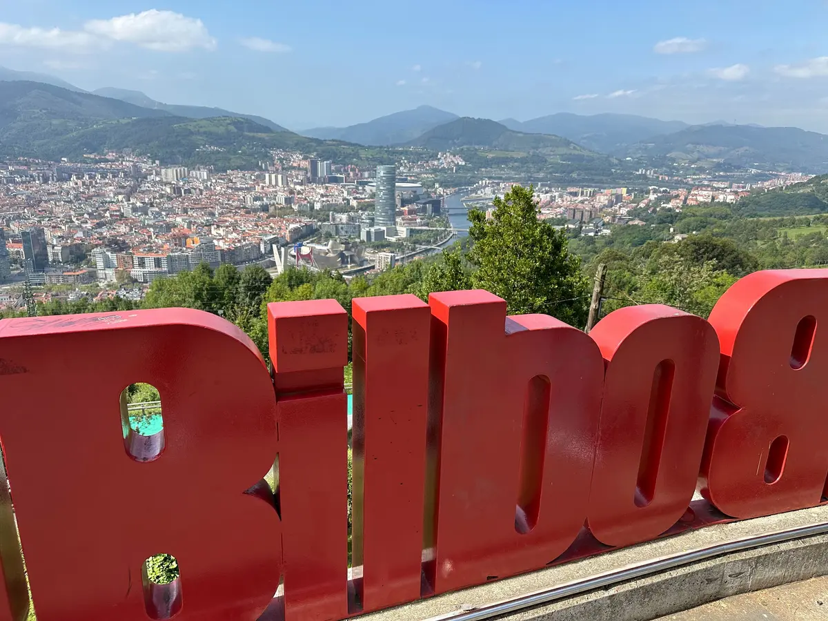 Bilbao sign at top of mountain