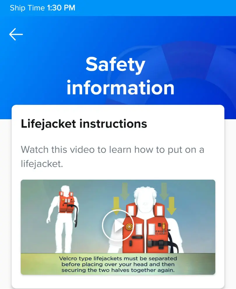 Safety information in app