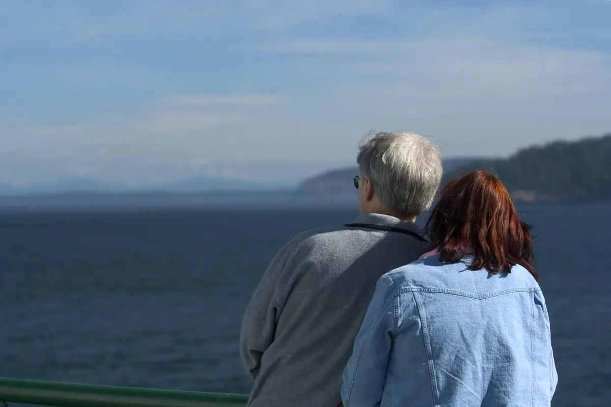 Couple watching ocean