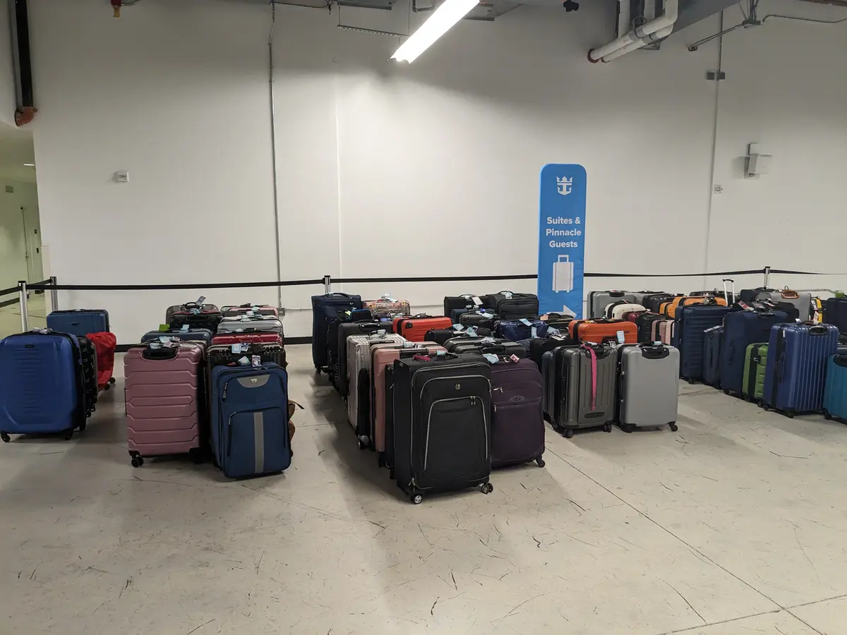 Suitcases in cruise terminal
