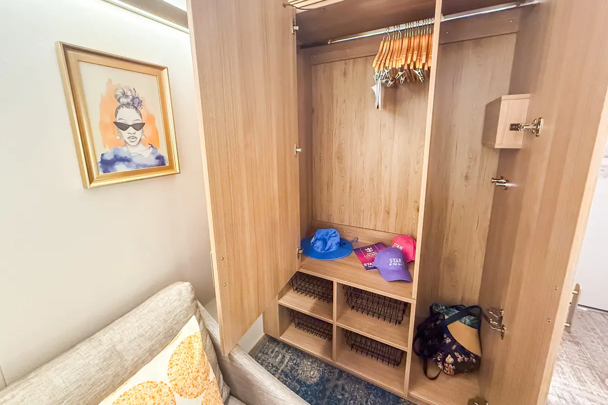 closet on Star of the Seas interior cabin