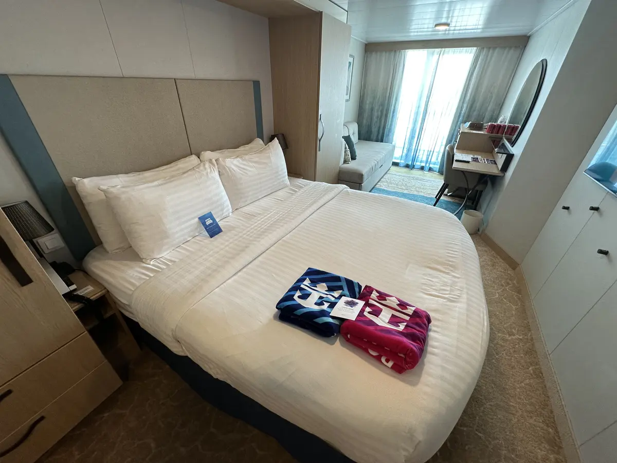 Bed in a balcony room