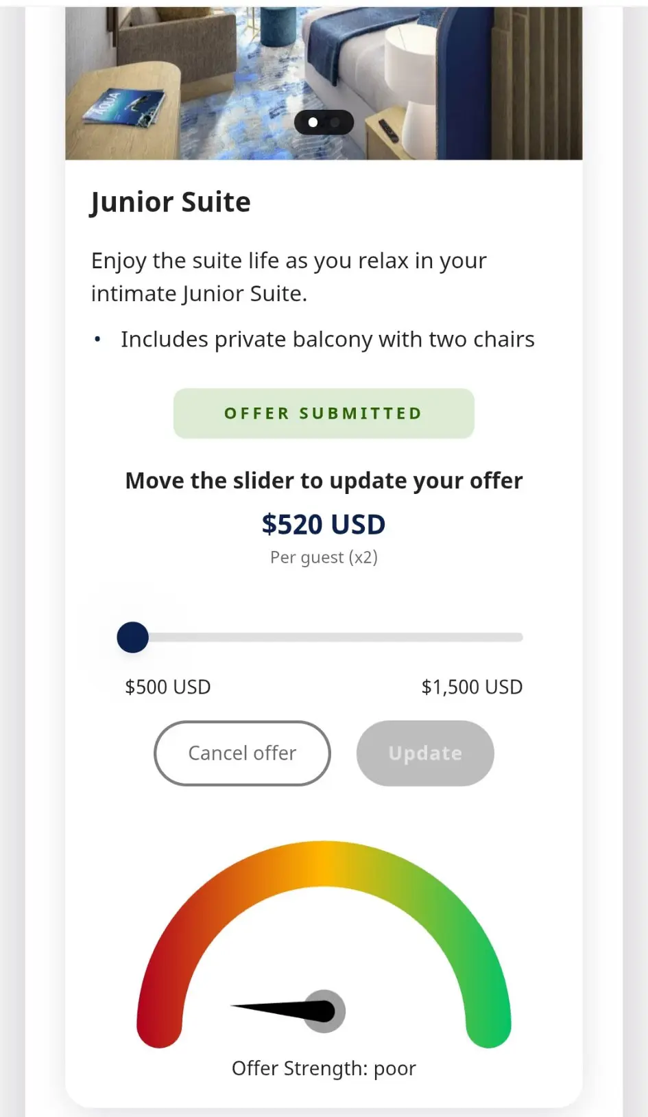 Bid for a Junior Suite