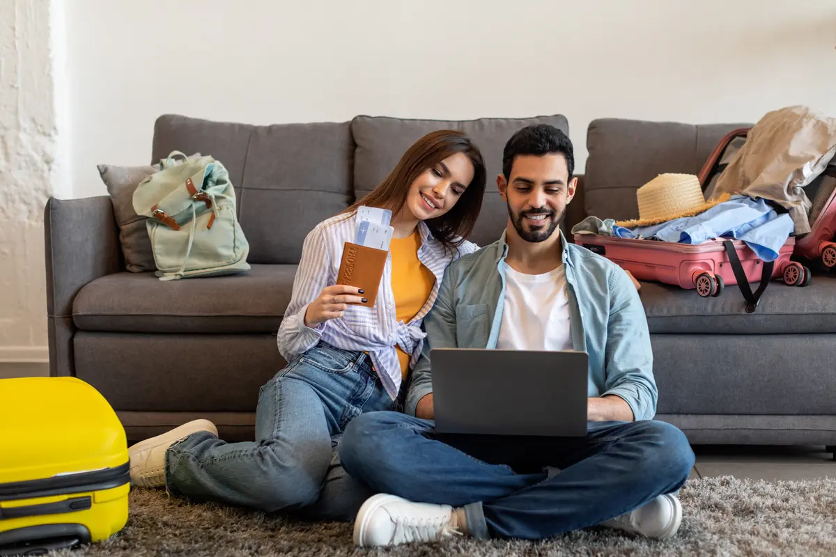 Young Couple Planning a Trip