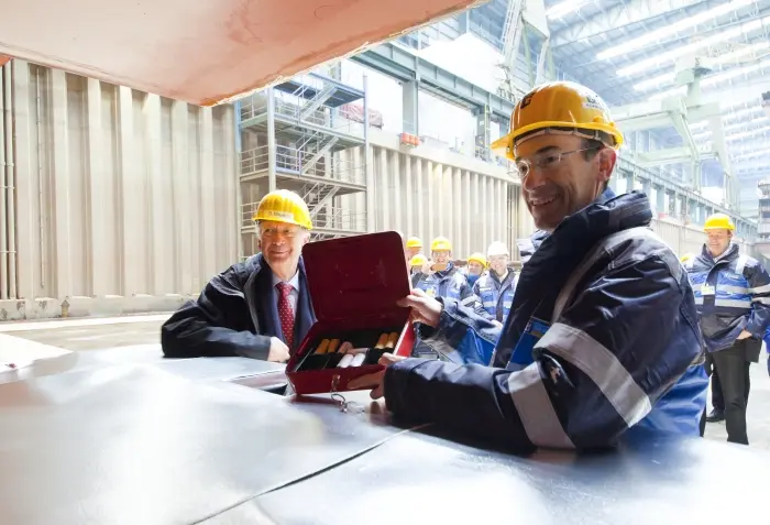 Adam Goldstein at keel laying for Ovation of the Seas