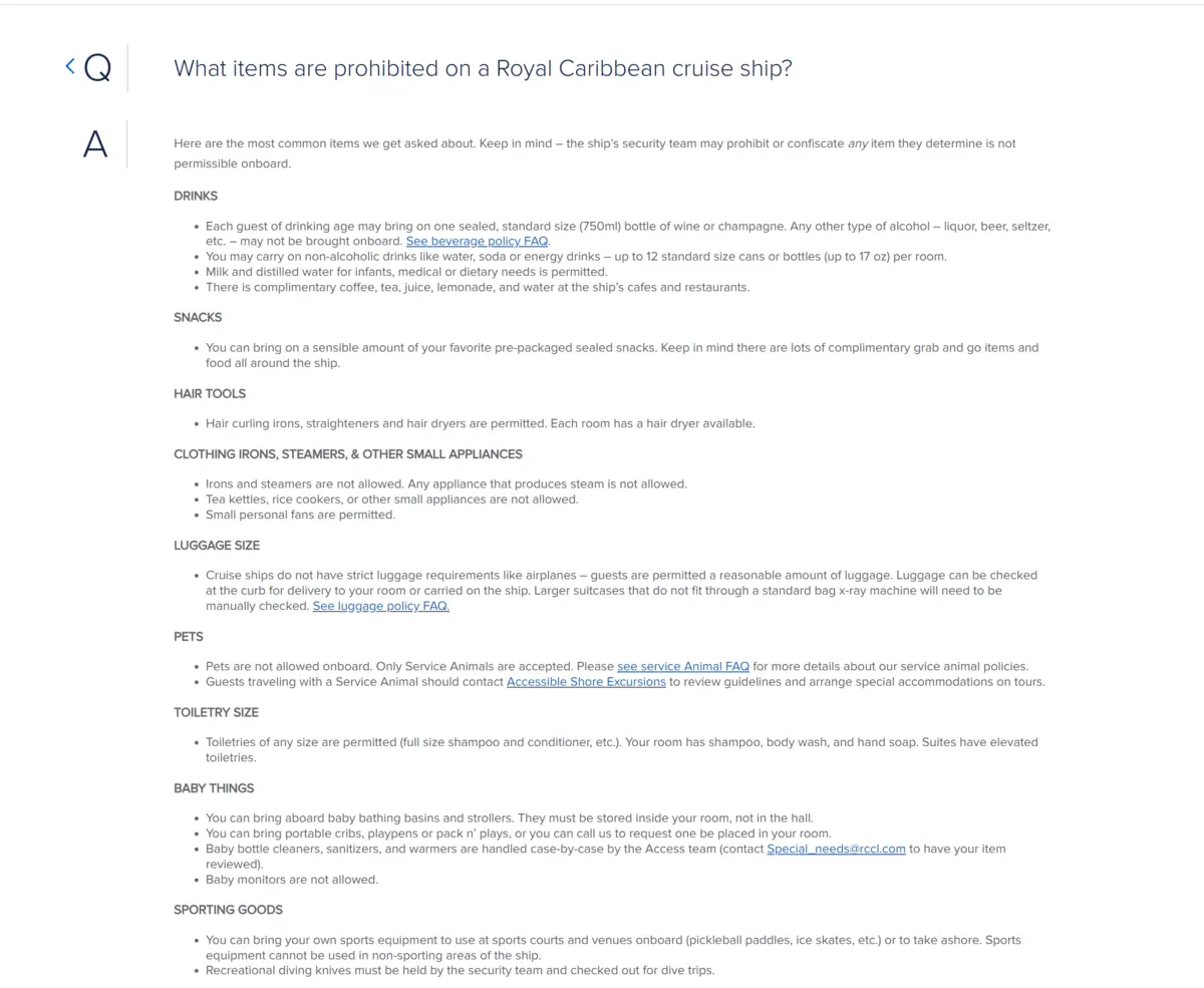 Revised banned items list