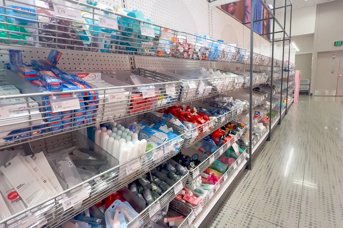 toiletries on shelf at Target