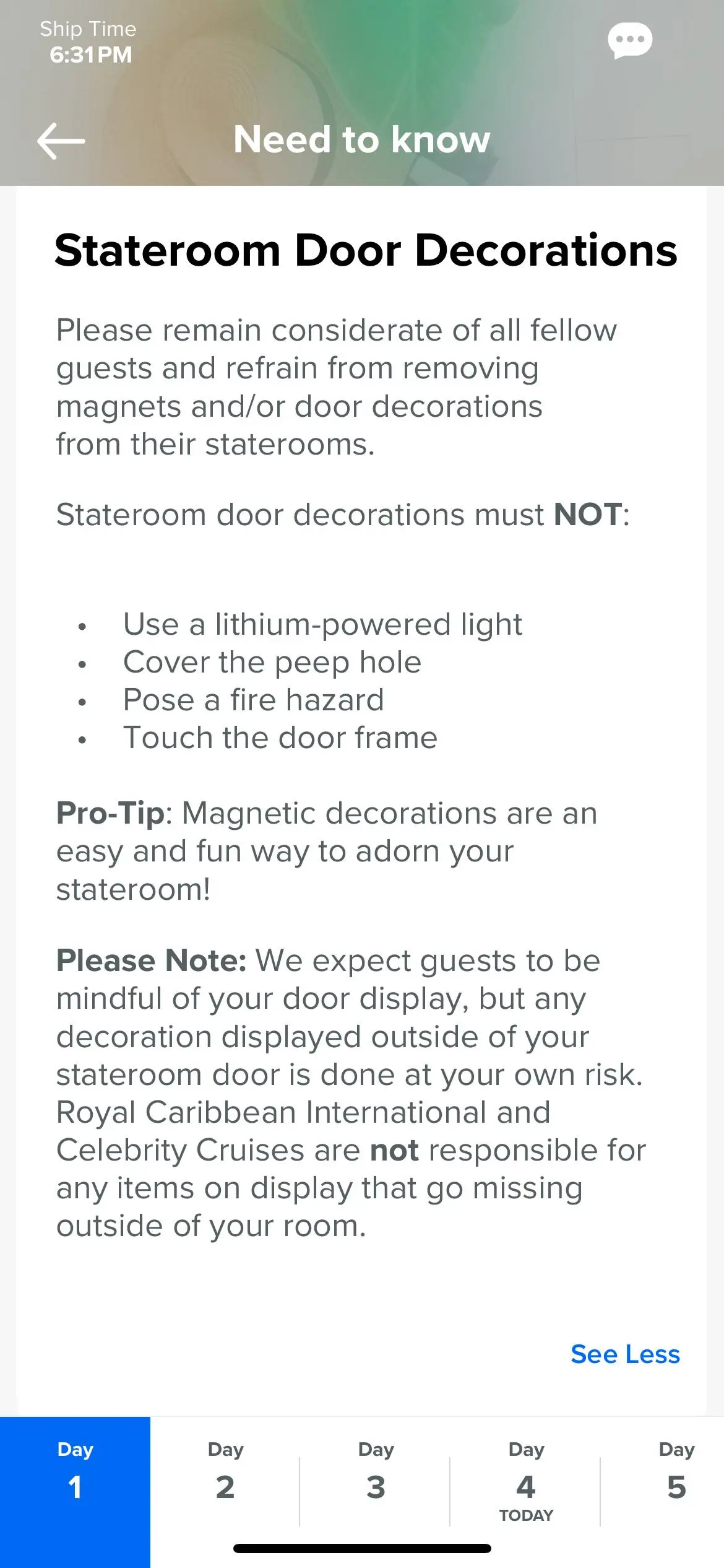 Door decoration policy in app