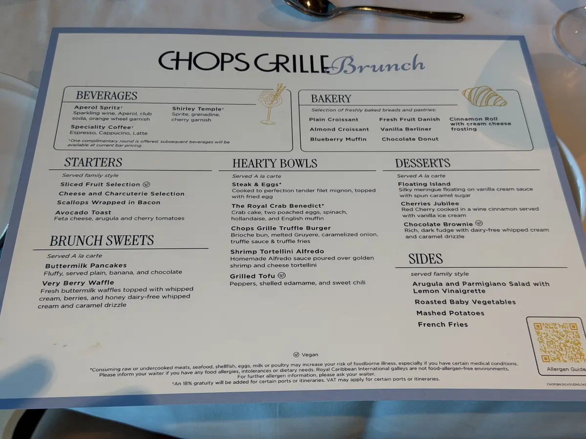 Chops Grille brunch menu