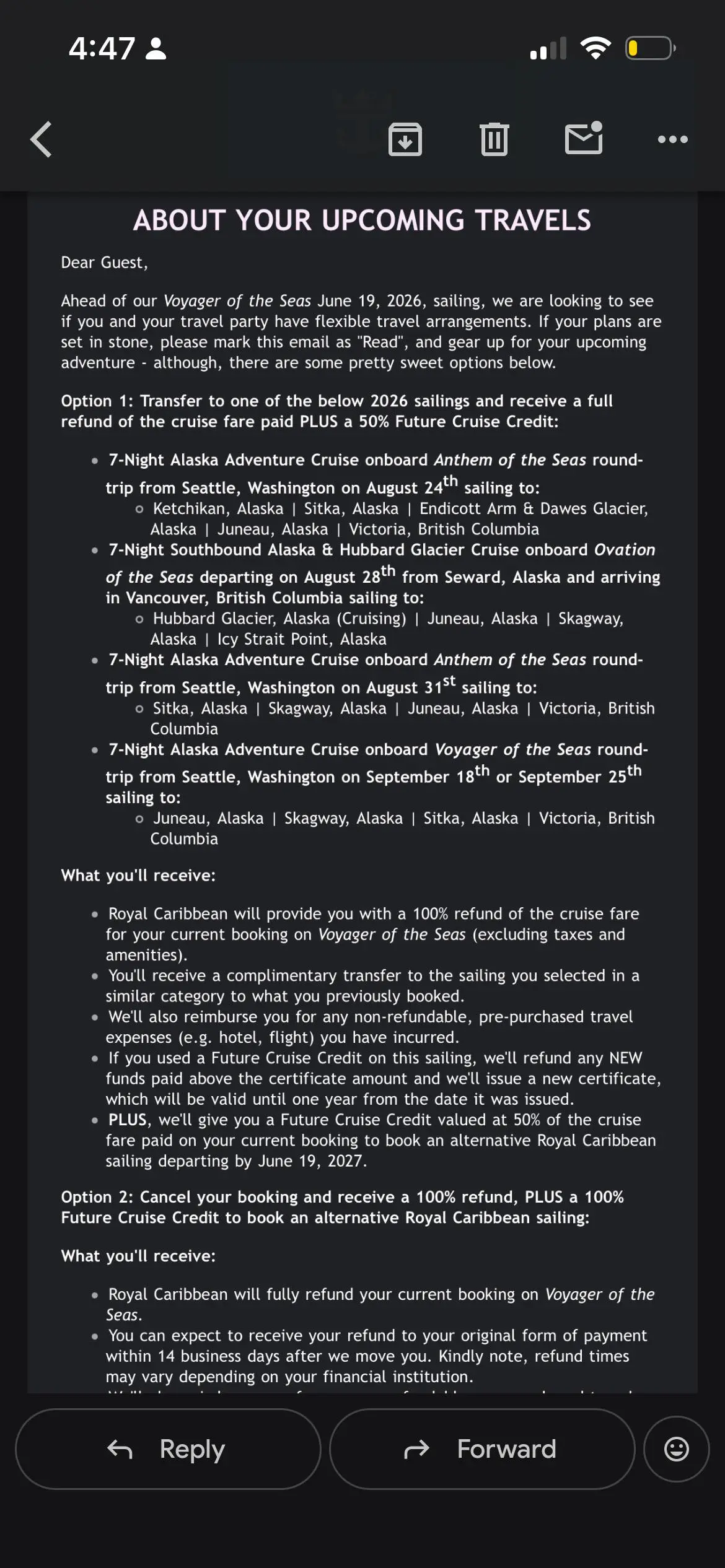 Voyager Overbooked Email Voyager Overbooked Email