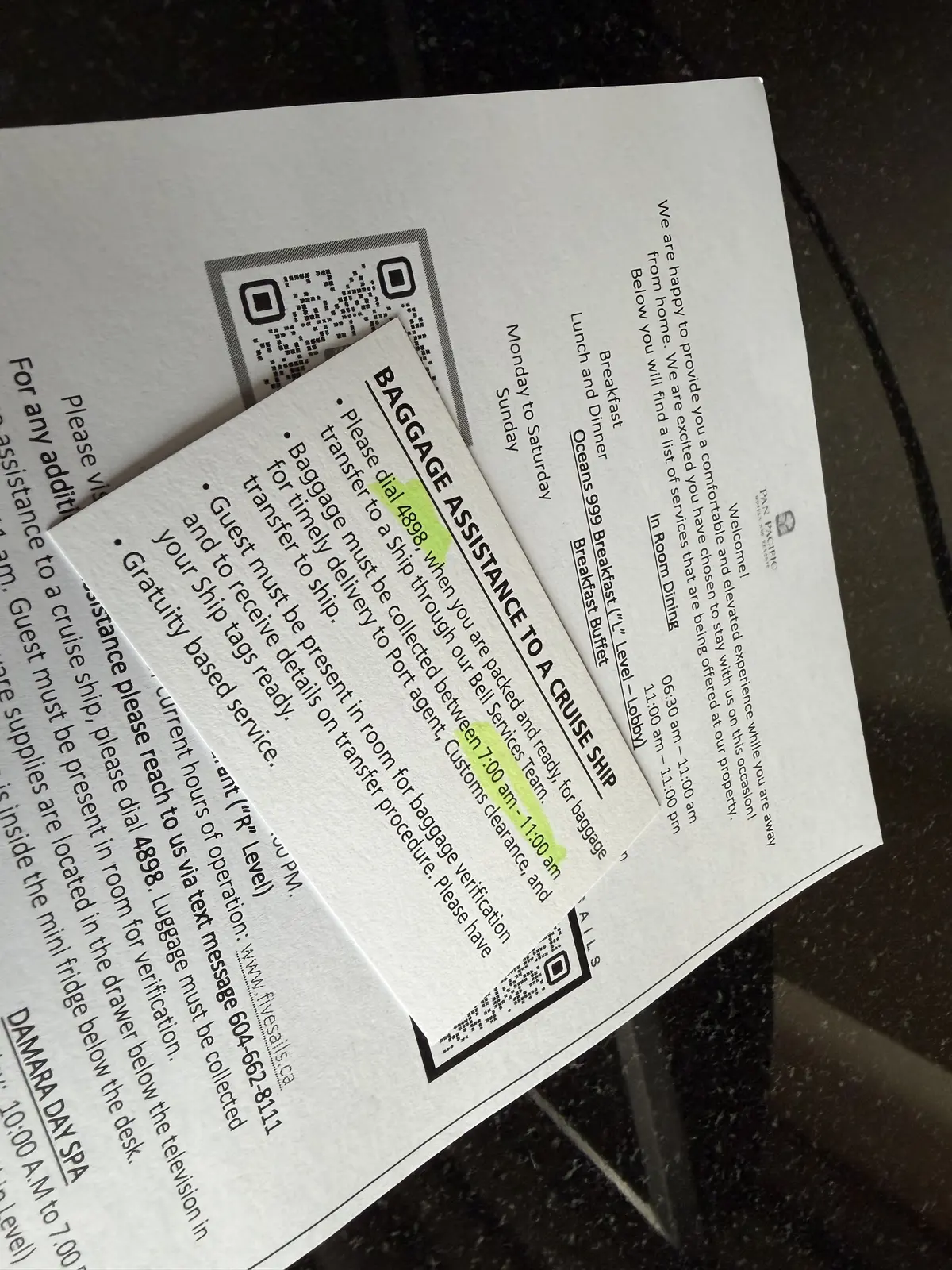 Luggage instructions