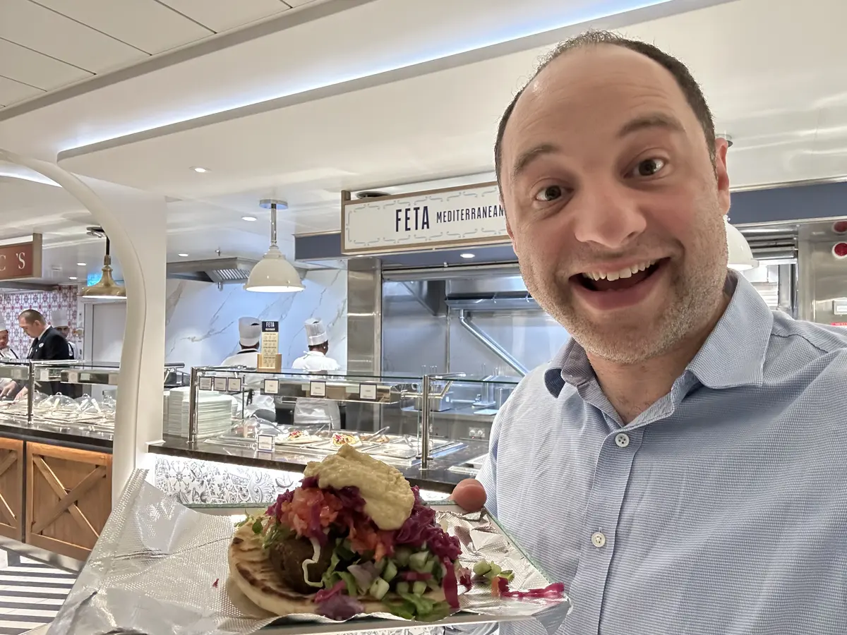 Matt eating at Aquadome Market